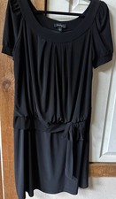 Flattering R M Richards Womens Black Blouson Dress Short Sleeve Midi - Size 16