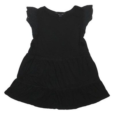 NEW LOOK Damen Schwarzes Basic Top Kurzarm Rundhals UK 8 Viskose-Mix