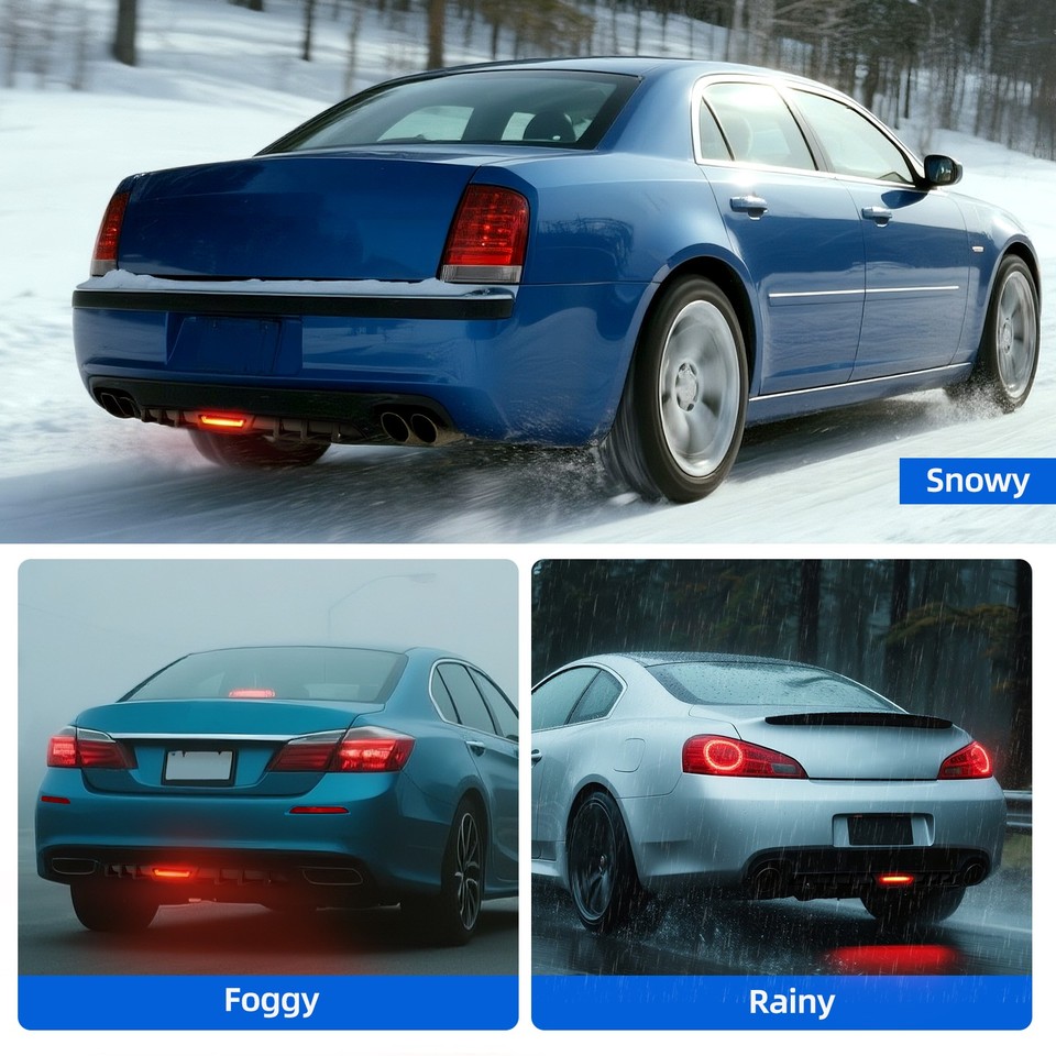 Glossy Rear Bumper Diffuser Spoiler Lip w/ LED Tail Light For Ford ...