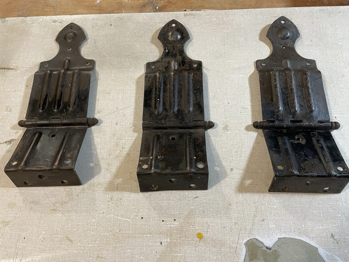 Renovators Supply Manufacturing Strap Hinge 9 Black Wrought Iron Spear Tip Flush Mount Heavy Duty Strap Gate and Door Hinges with Hardware Pack of 4