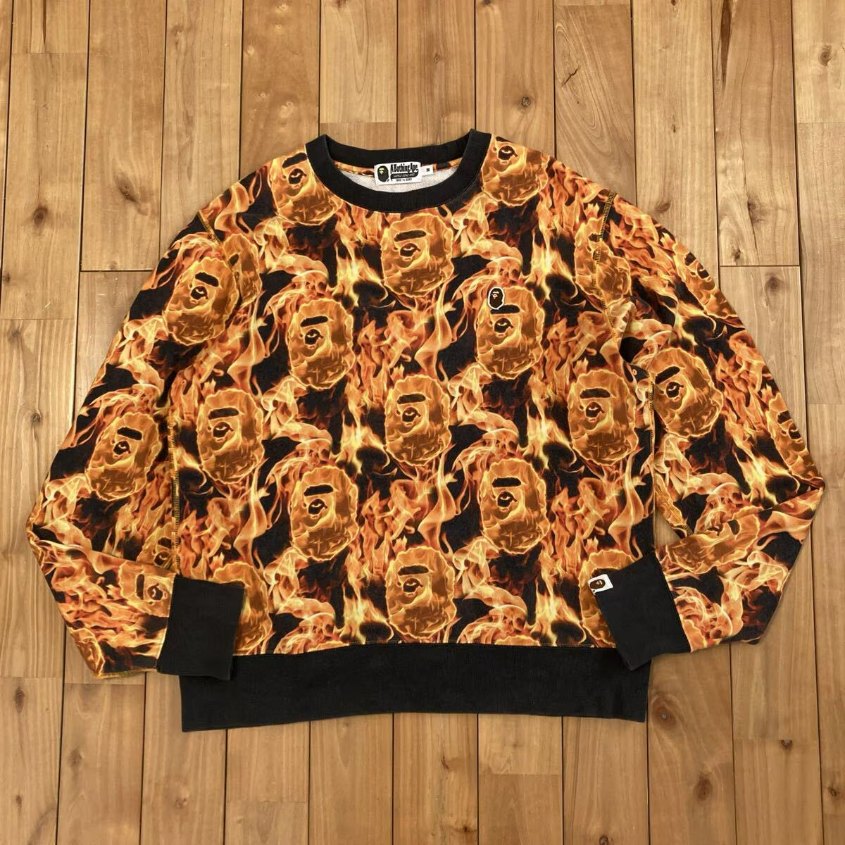 BAPE FLAME Sweat Shirt a bathing ape Fire Size M | eBay