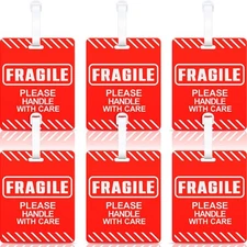6 Pcs Fragile Luggage Tags for Suitcases 5 x 4 Inches Bright Travel Bag Tag G...