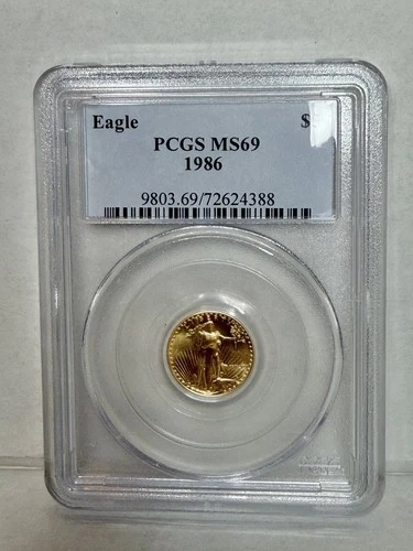 1986 Liberty Eagle G$5 - MS69 PCGS - 1/10th Oz Fine Gold
