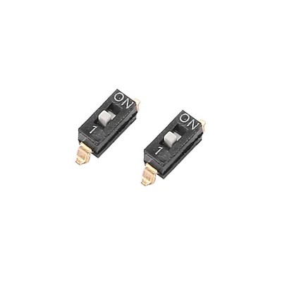 2 Pcs Black DIP Switch 1 Positions for Circuit  PCB Surface Mounted Devices Type