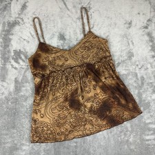 Vtg Y2K Babydoll Top Sz Small Whimsigoth Forest Fairy Brown 90s Goblin Paisley