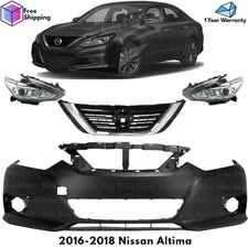 Front Bumper Cover Fascia & Grille Assembly Kit For 2016-2018 Nissan Altima