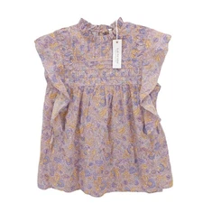 NWT LOVE THE LABEL Josepha Lavender Floral Ruffle Blouse Smocked 100% Cotton XS