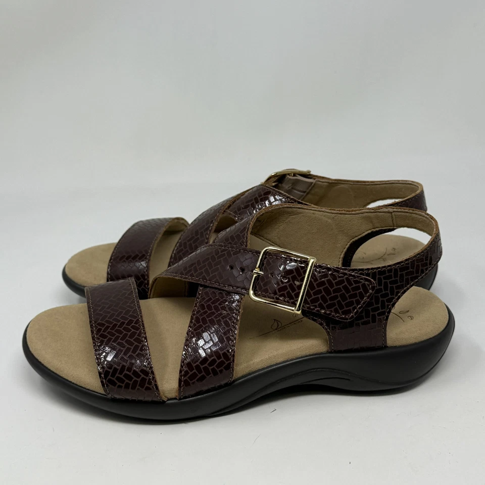 SAS Laguna Weave Henna Sandals Womens 10.5 W Wide Brown Croc Print Strappy - Image 3 of 4