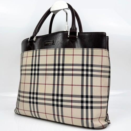Burberry Nova Check Handbag A4 Compatible Beige Logo Plate Japan 073582