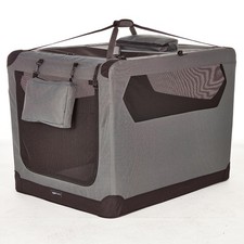 AMAZON BASICS FOLDING PORTABLE SOFT PET DOG CRATE CARRIER 42 X 31 X 31 - GRAY