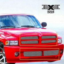 Front Billet Grille For 1999-2001 Dodge Ram Sport Polished Lower Upper Grill 01