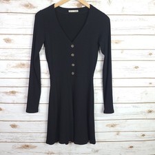 Reformation Marlene Dress Women Small Black Long Sleeve Pullover Ribbed Fitted 