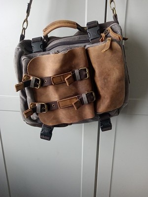 Grey Canvas And Leather Man Bag