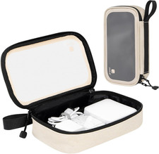 pack all Clear Electronic Organizer, TPU Cable Organizer Bag, Compact Beige