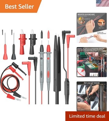 Electrical Multimeter  Leads Set with Alligator Clips  Hook  Probes Lead Prof...