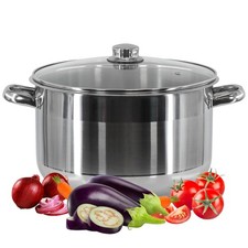 Stainless Steel Casserole Stockpot 8.5L Induction Cooking Pot Glass Lid 26cm