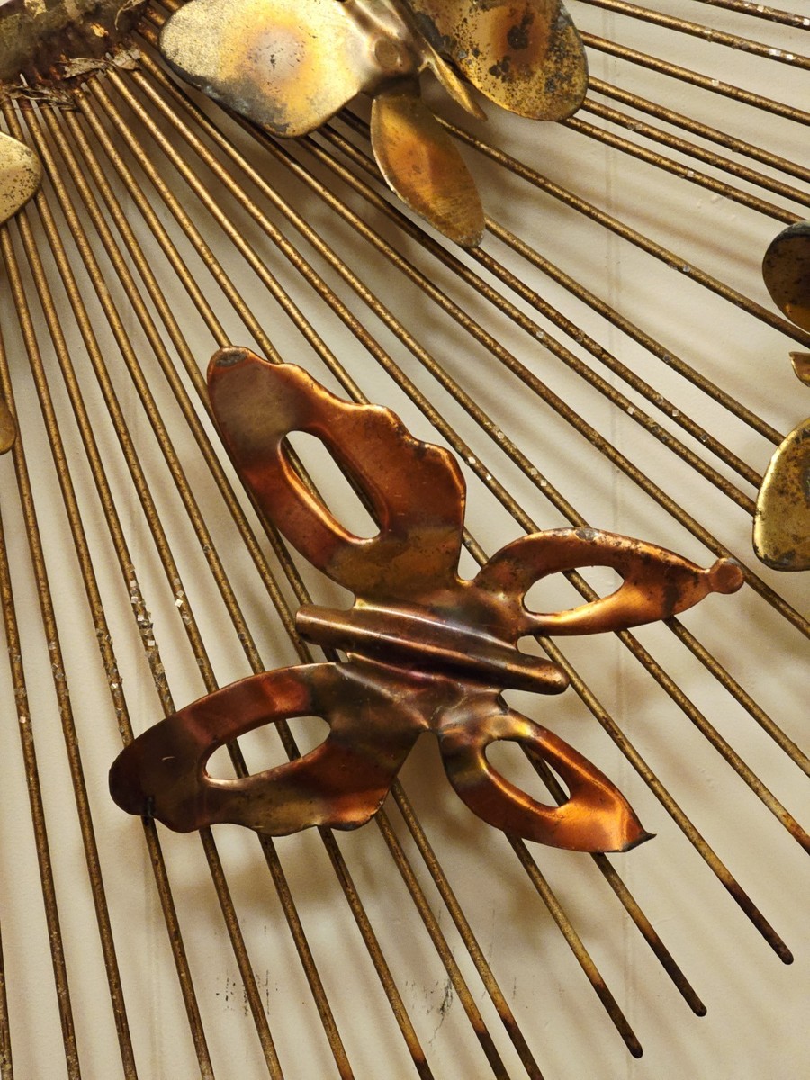 Vtg Curtis Jere Sunburst Butterfly Metal Wall Sculpture Brutalist