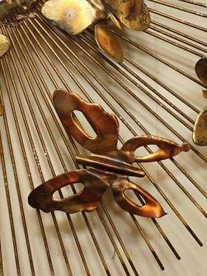Vtg Curtis Jere Sunburst Butterfly Metal Wall Sculpture Brutalist