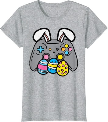 Easter Video Game Lover Bunny Eggs Gaming Gamer Ladies' Crewneck T-Shirt