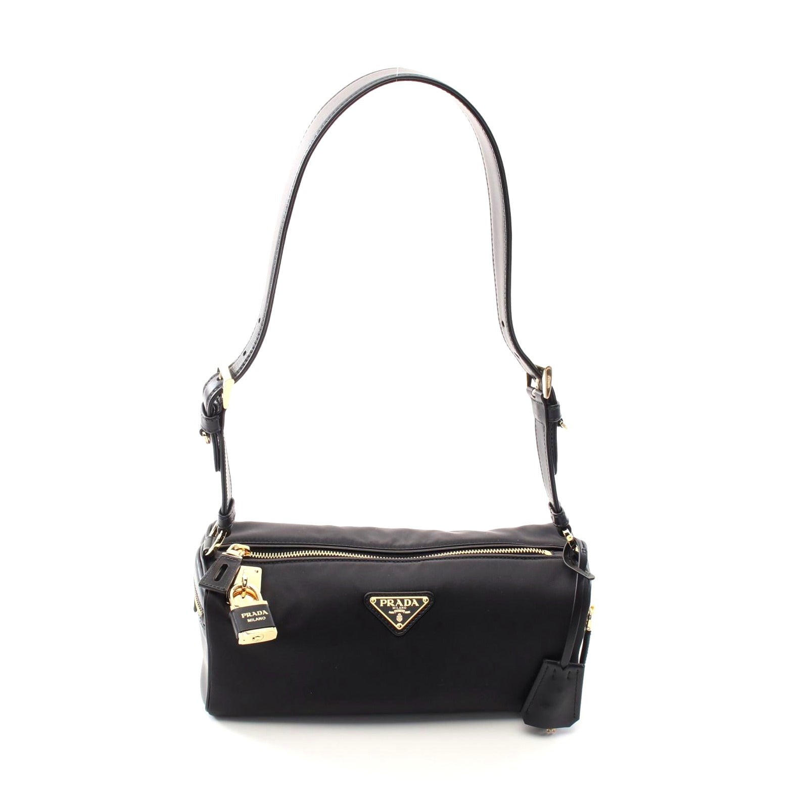 Prada Black Nylon and Leather Shoulder Bag