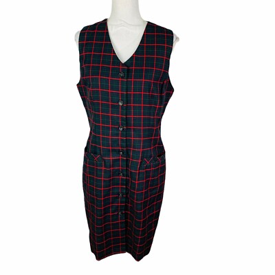 VTG Karen Scott Womans Sz 10 Dress Plaid Button Front School