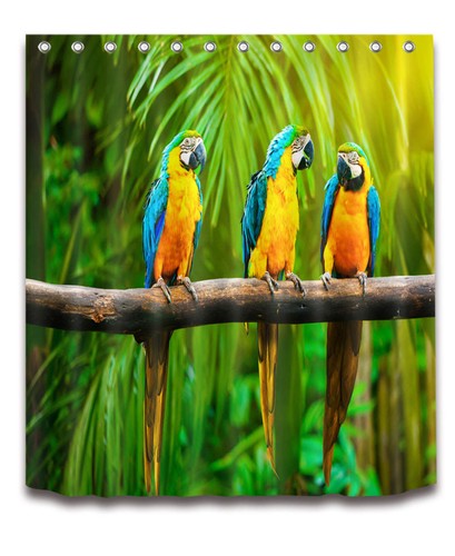 Color Parrot Waterproof Bathroom Polyester Shower Curtain Liner Water Resistant - Picture 4 of 7