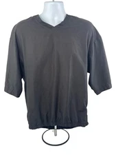 Footjoy Windshirt Shirt Mens Large Black V-Neck Pullover Golf 3/4 Sleeve
