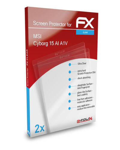 atFoliX 2x Protective Film for MSI Cyborg 15 AI A1V Clear - Picture 1 of 7