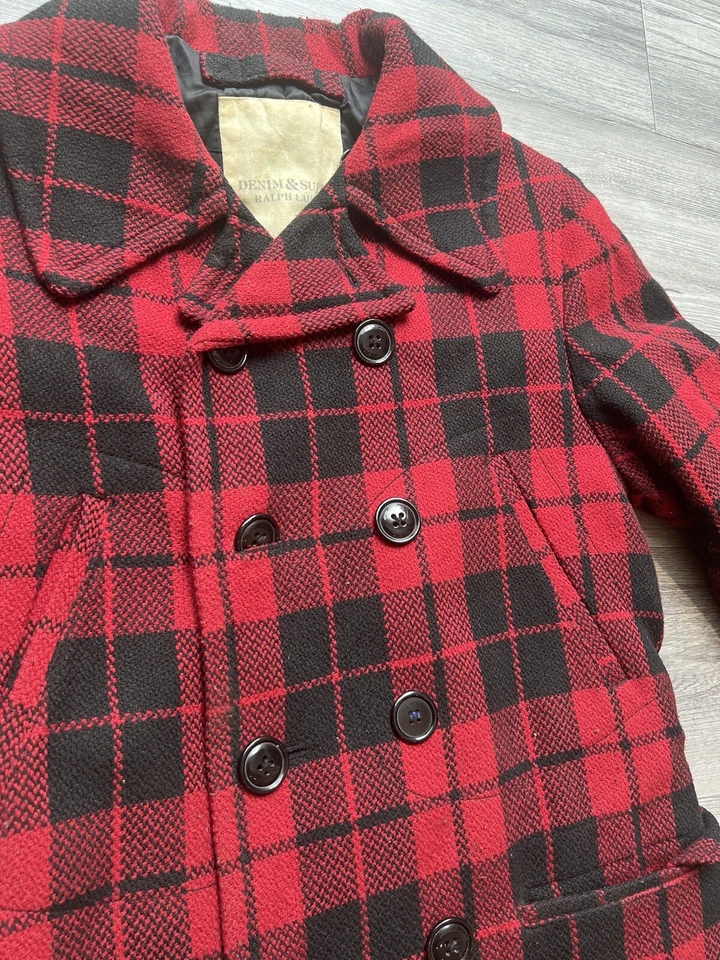 Denim & Supply Ralph Lauren Buffalo Mezcla de Lana a Cuadros Doble Pecho Chaquetón S Foto 2 de 4