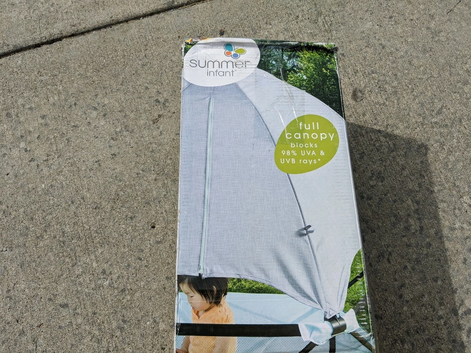 Summer Infant Pop N Play Deluxe Ultimate Playard con dosel completo aguamarina y gris Foto 3 de 4