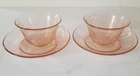 Macbeth Evans 'Dogwood' Pink Depression Glass “Thin” Cup / Saucer Set Of 2 USA