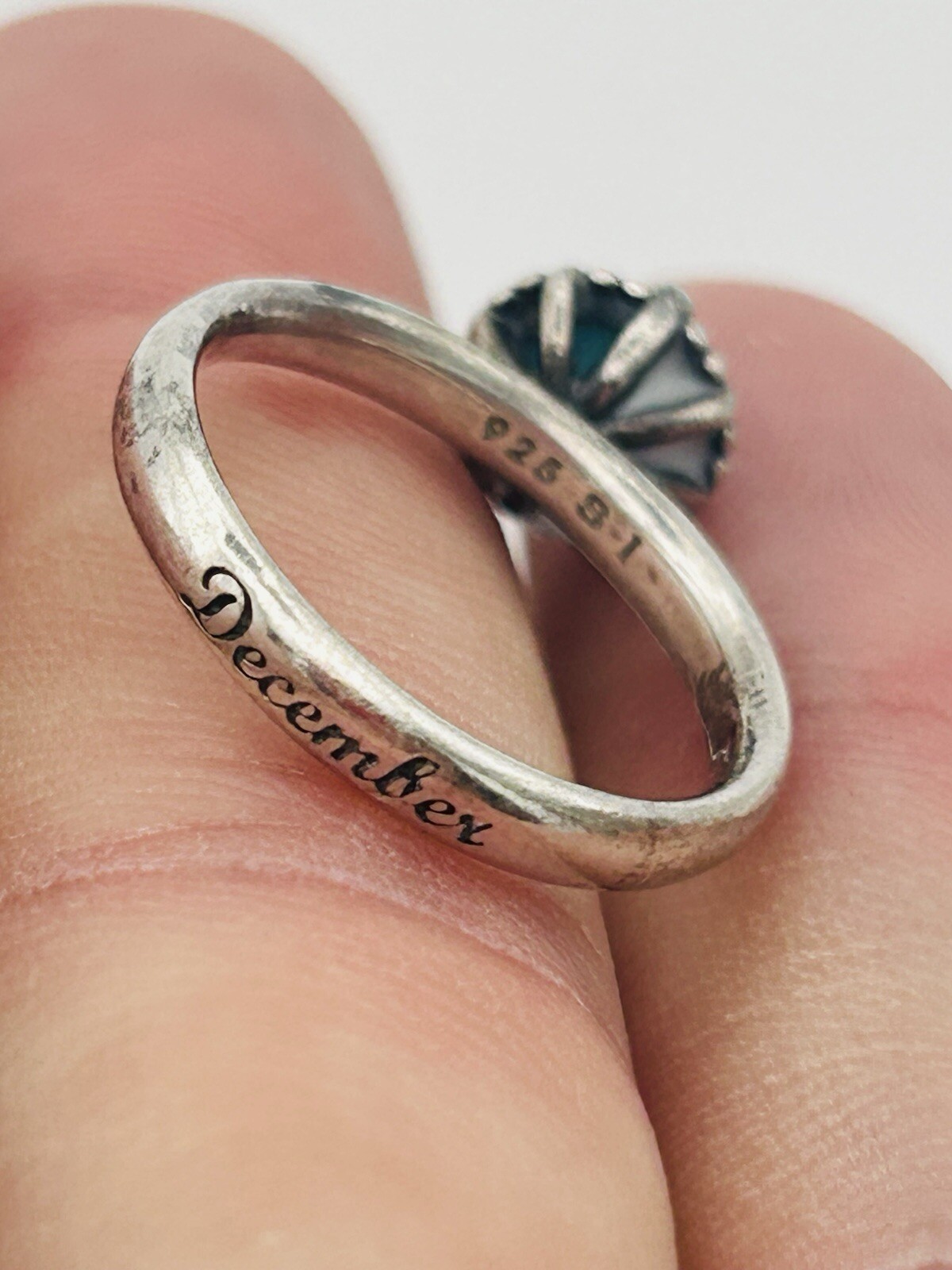 Solid 925 Sterling Silver Turquoise Ring Size 6.2… - image 5