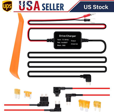 Universal Dash Cam Hardwire Kit USB Type C Hard Wire Cable Fuse for Car DVR 12V