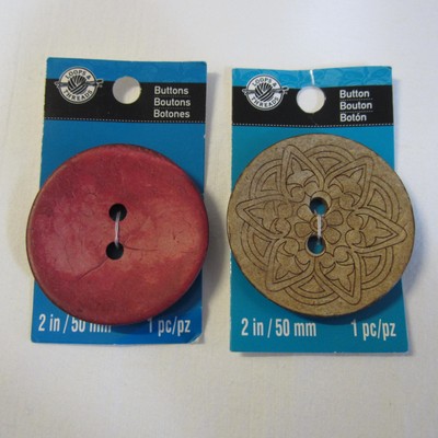 Two Large Loops and Threads Buttons 2 inch diameter for crafting