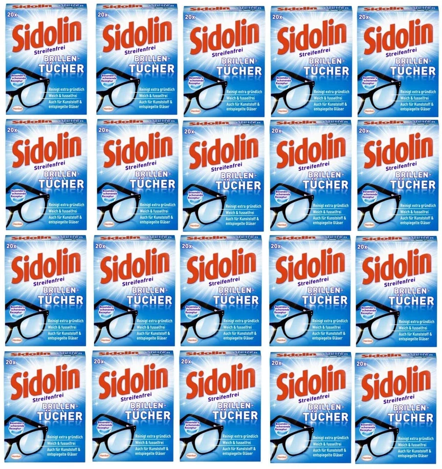 Sidolin Brillenputztücher Streifenfrei 20er Pack 400 feuchte Tücher Bildschirm