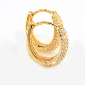 18k hoop huggie earrings gold zirconia horseshoe cubic mm