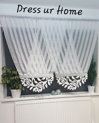 Tolle Doppel Flächen Netz Gardine mit Laser Cut Design Zirkone Strass