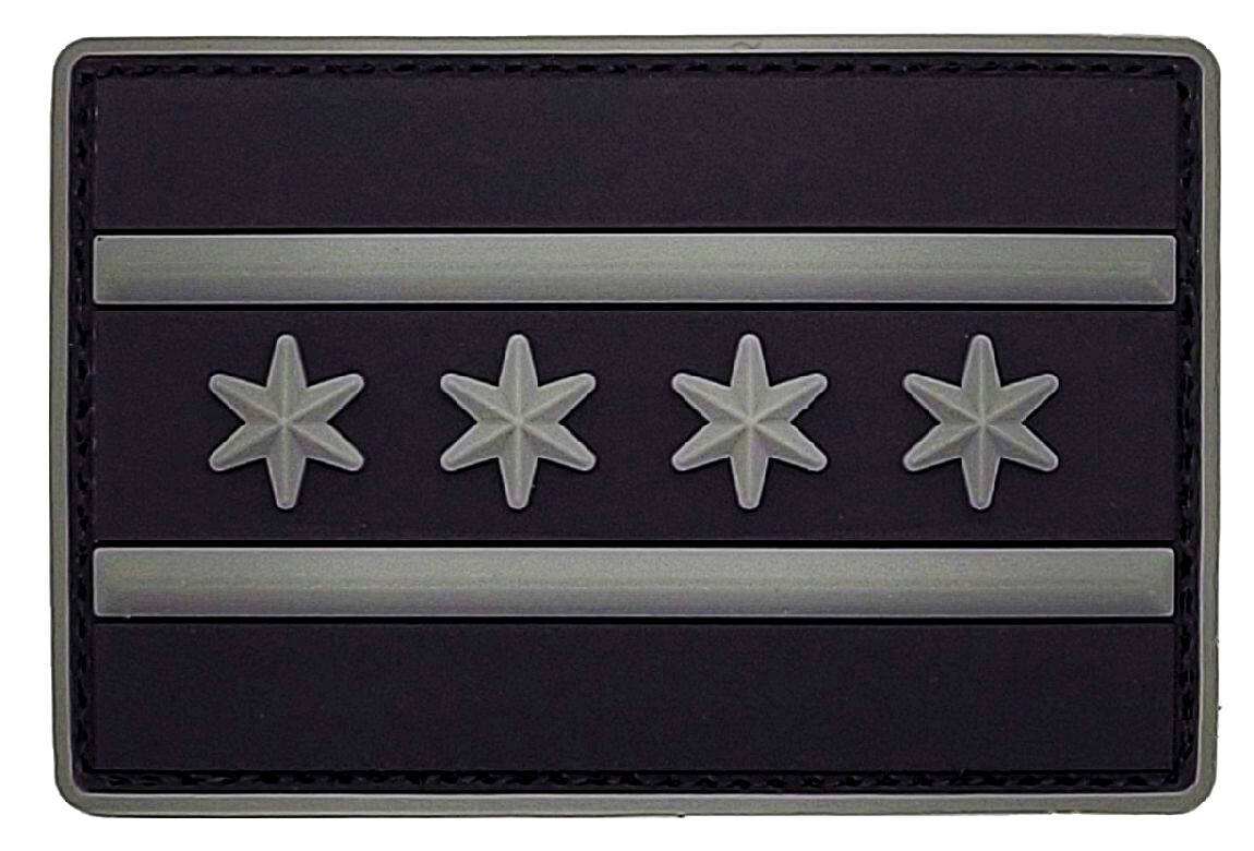 Chicago City Flag PVC Patch 3x2 with Hook Fastener CH16