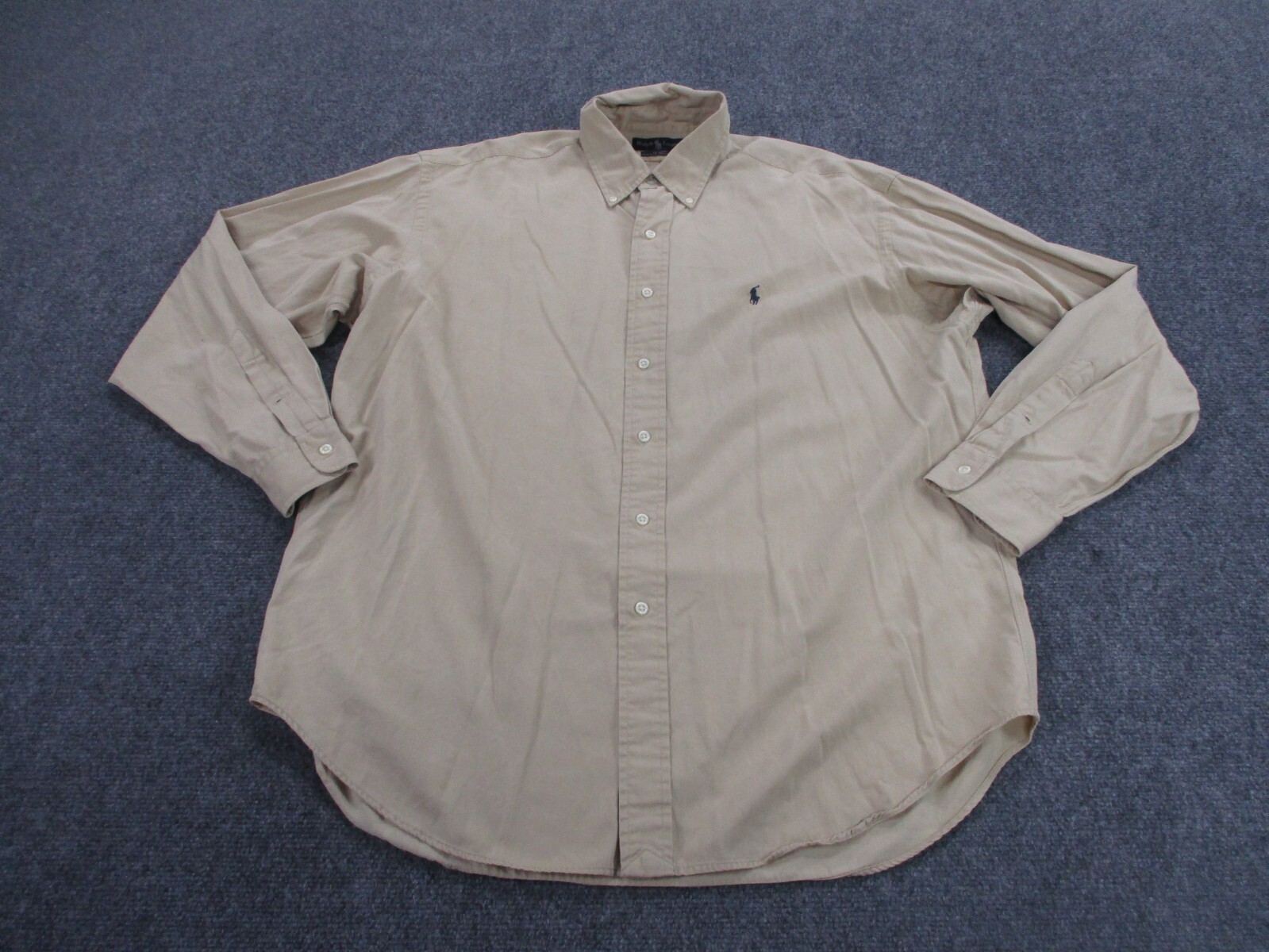 Ralph Lauren Shirt Adult L Beige Silk Blake Polo Pony Business Classic Mens