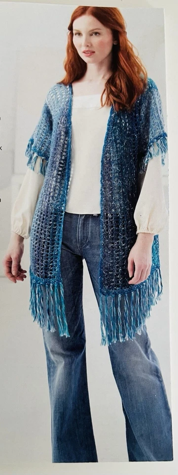 Leisure Arts SHAWLS & VESTS Crochet Pattern Book (2017) Lion Brand Yarns - Image 3 of 4