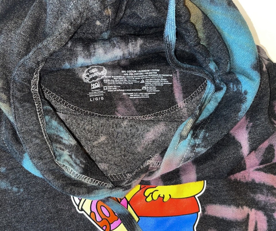 The Simpsons Bart Squishee Brain Freeze Tie Dye Hoodie Sweatshirt Size ...