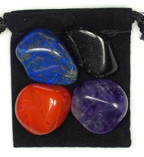 EPILEPSY RELIEF Tumbled Crystal Healing Set = 4 Stones + Pouch + Card