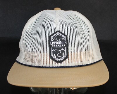 EMPOURIUM BREWING Flat Bill Snapback Off-White Mesh Hat Ball Cap ROPE Adjustable