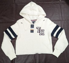 Tommy Hilfiger Marshmallow Varsity Crop Hoodie White Egret Women's Small NEW