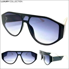 Men's or Women Classy Elegant Retro Modern Style SUN GLASSES Black & Gold Frame