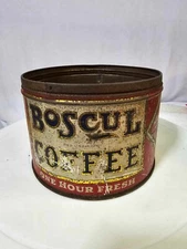 Vtg Boscul Coffee One Hour Fresh Advertising 1lb Can Tin EMPTY - no lid
