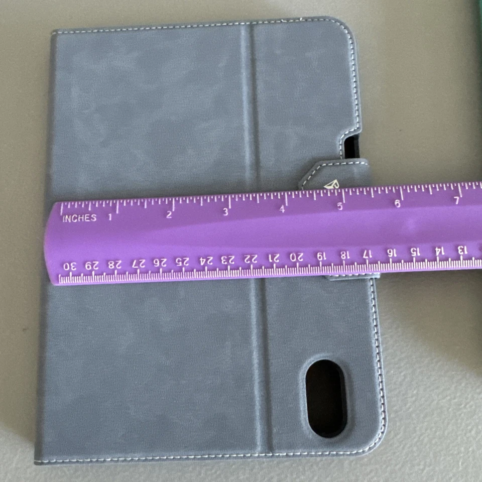 Apple iPad Mini Case BuKoor Gray Blue Suede Magnetic Cover w/ Pencil Holder - Image 2 of 4