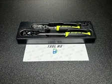 Snap-on Tools NEW HI VIZ YELLOW 2pc 3/8” Drive SOFT GRIP Ratchet Set RAT2FHFHV