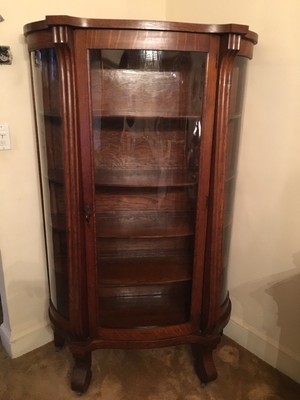 Antique Curved Glass Tiger Oak Vintage Wood Curio! WOW! | eBay