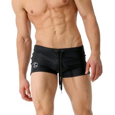 Men's Swimming Underwear Black Solid Color Boxers Beach Sports Swimsuit